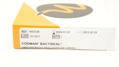 Codman NS0338 Bactiseal Clear with Barium Stripe Ventricular Cath. 15cm (x)